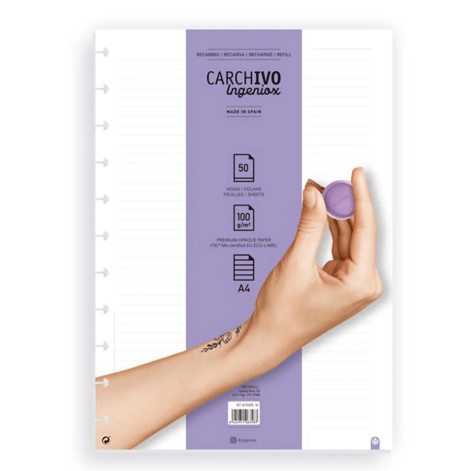 Recarga Folhas A4 Pautado Caderno Inteligente Carchivo