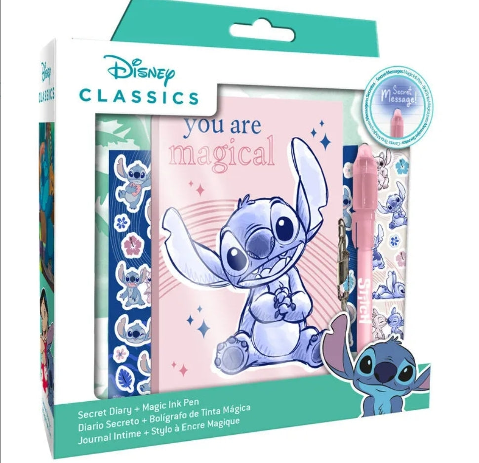 Diário Secreto Stitch com Caneta Mágica  e Autocolantes