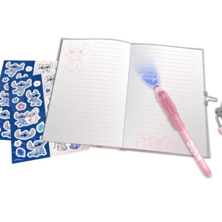 Diário Secreto Stitch com Caneta Mágica  e Autocolantes