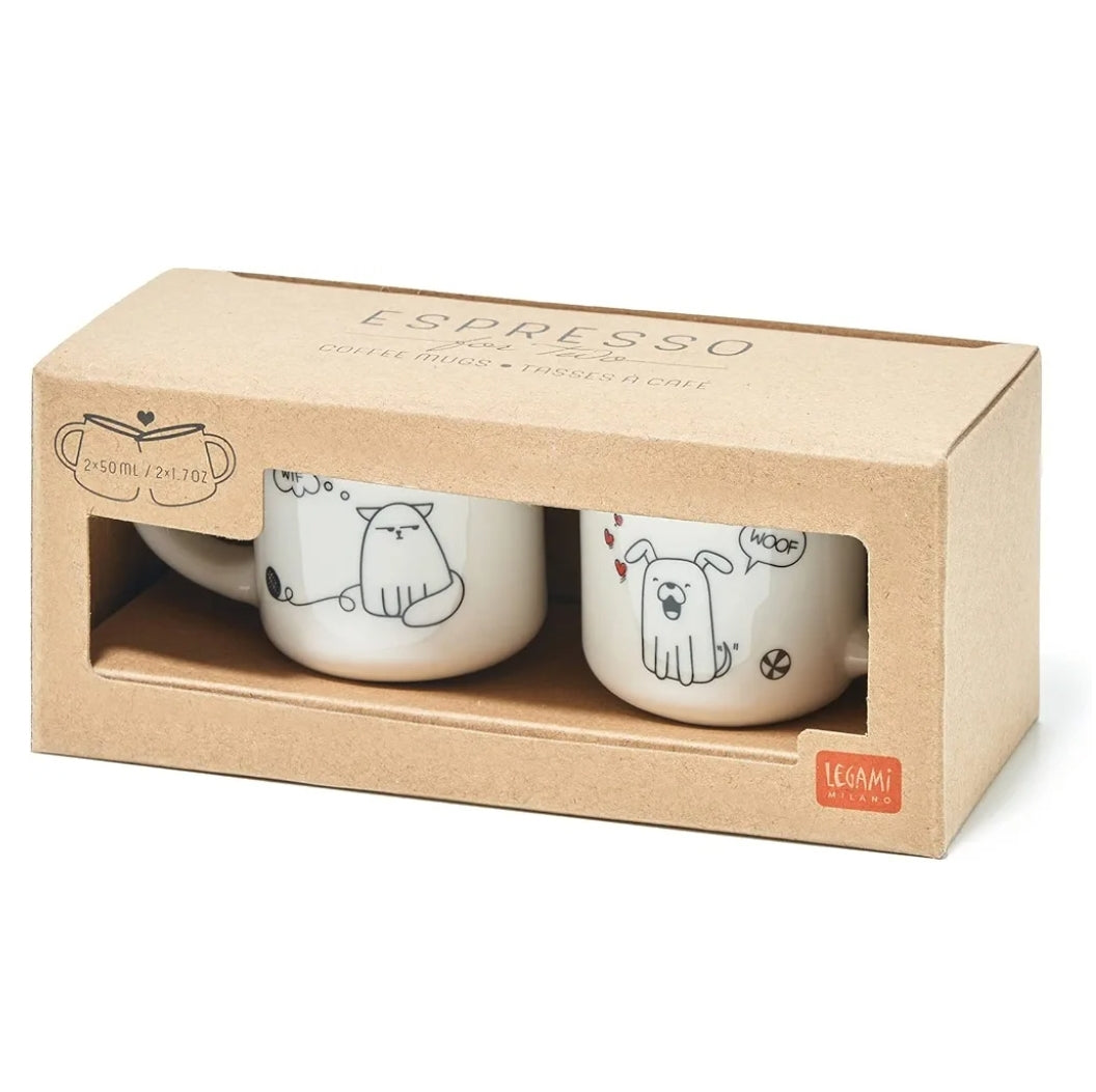 Conjunto 2 Chávenas Café Cão e Gato Legami