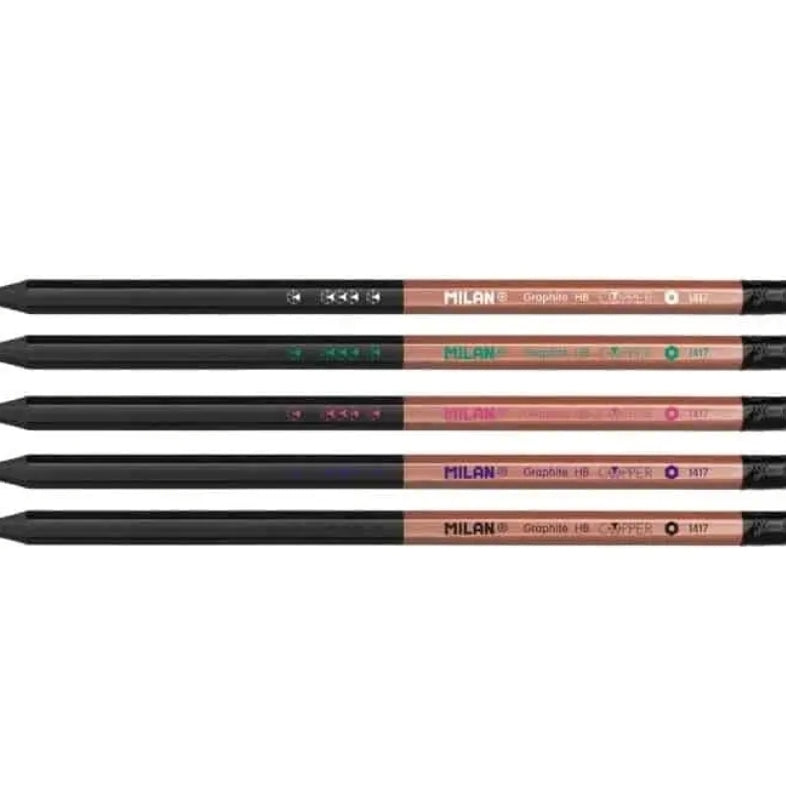 Lápis HB Milan Copper com Grafite Preto e Borracha