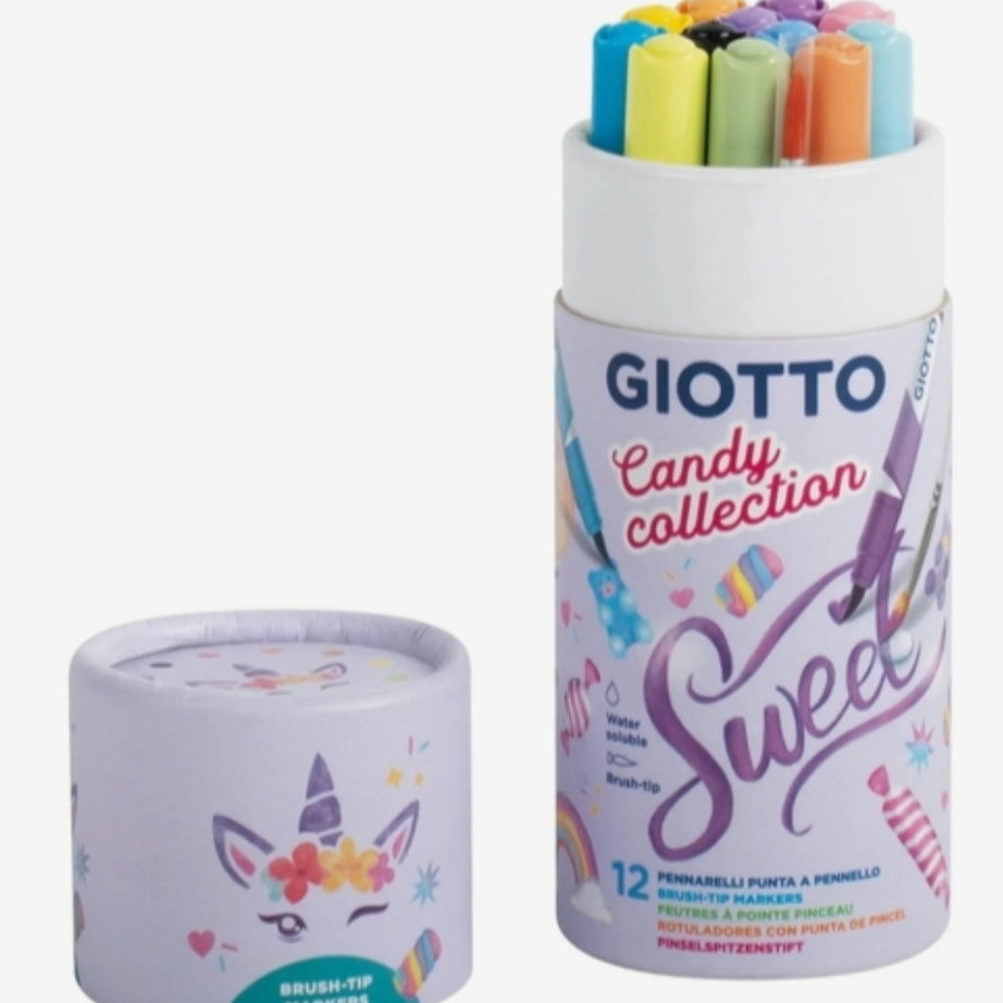 12 Marcadores Giotto Ponta Pincel Brush Candy Collection