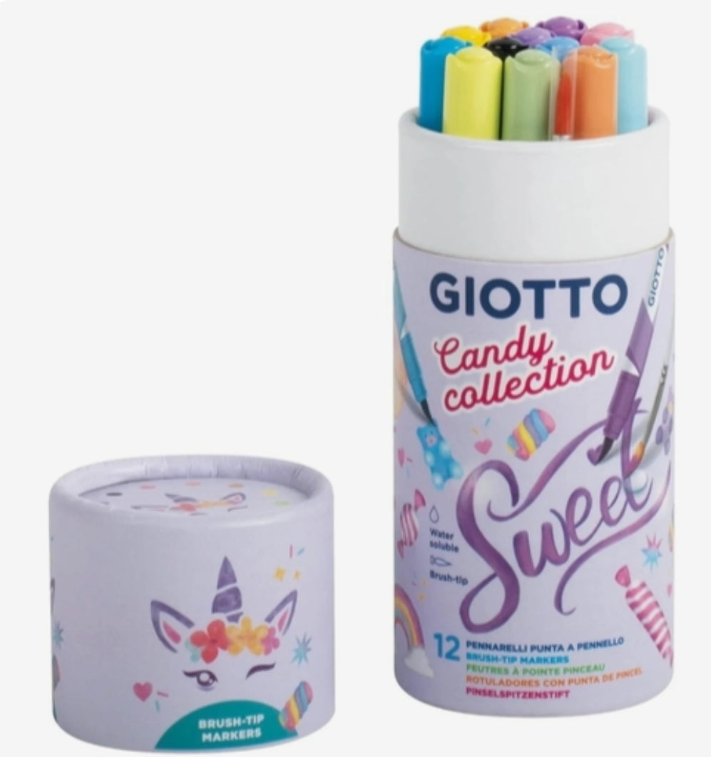 12 Marcadores Giotto Ponta Pincel Brush Candy Collection