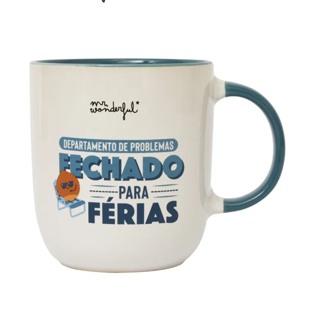 Caneca mr. Wonderful Departamento de Problemas Fechado para Férias