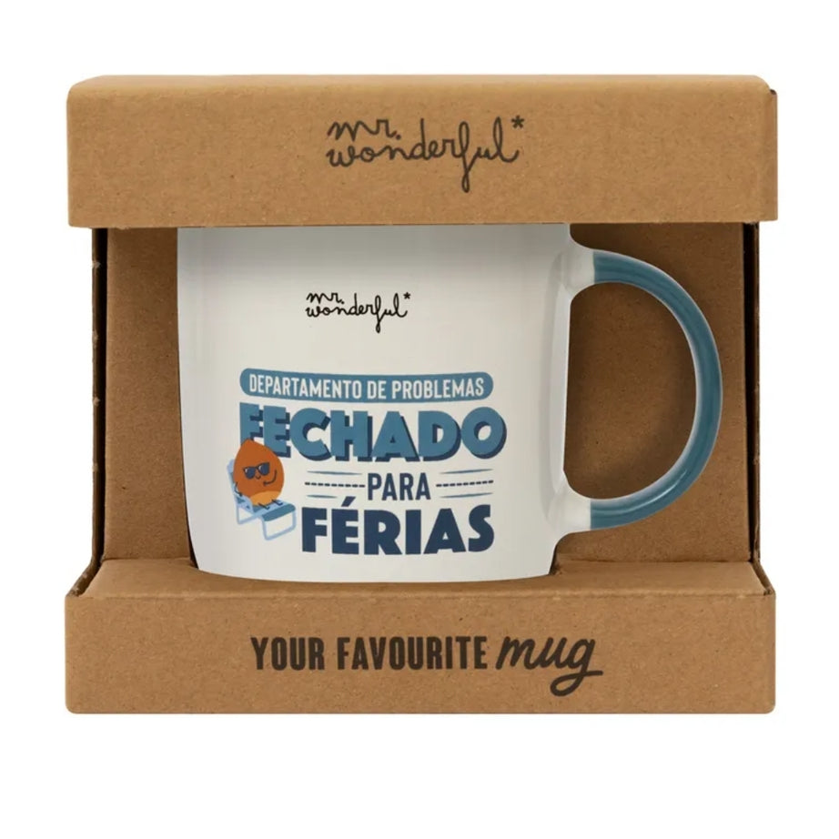 Caneca mr.Wonderful Departamento de Problemas Fechado para Férias