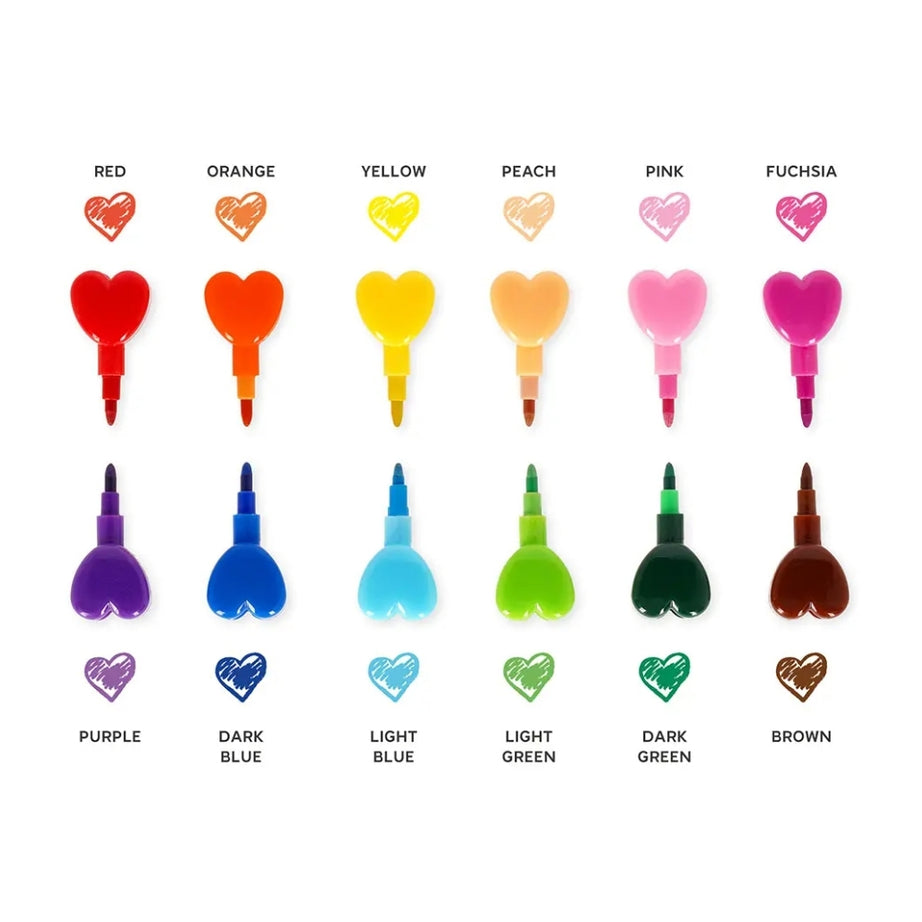 12 Lápis de Pintar em Forma de Coração Empilháveis Legami