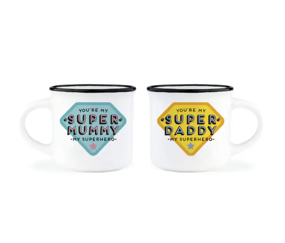 Conjunto 2 Chávenas Café Super Mãe e Super Pai Legami