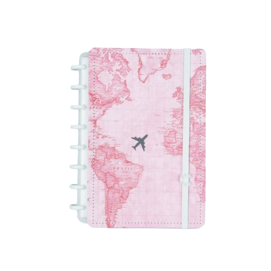 Caderno Inteligente A5 Mapa Mundi Rosa ed. especial Gocase