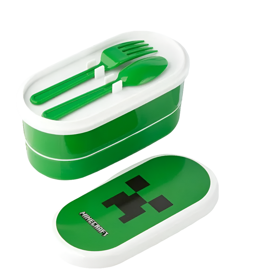 Caixa de Lanche com Divisórias e Talheres Minecraft