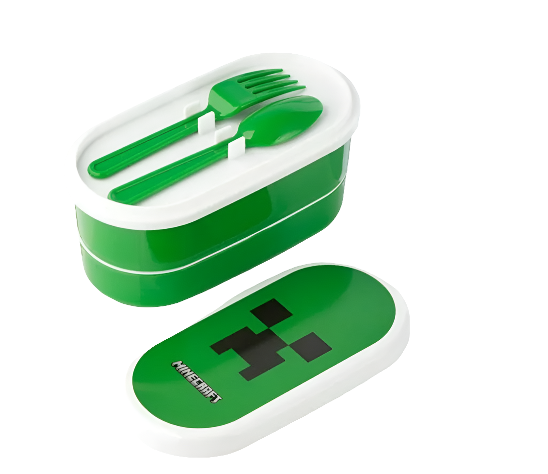 Caixa de Lanche com Divisórias e Talheres Minecraft