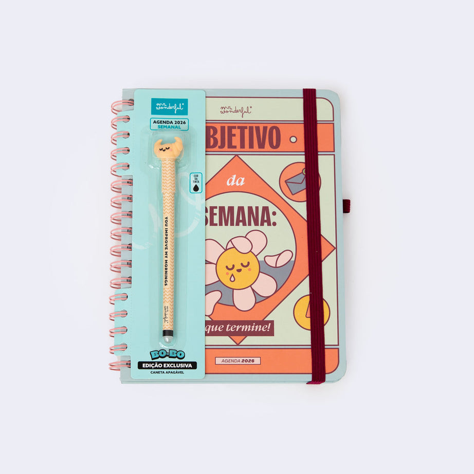 Agenda Semanal Mr.Wonderful 2026 - Objetivo da semana: que termine! - Com Caneta Exclusiva