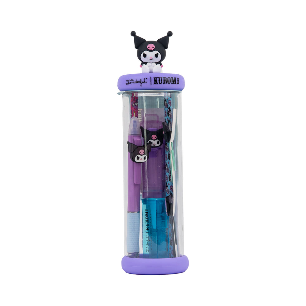 Estojo com Conjunto de Papelaria  Kuromi Mr.Wonderful