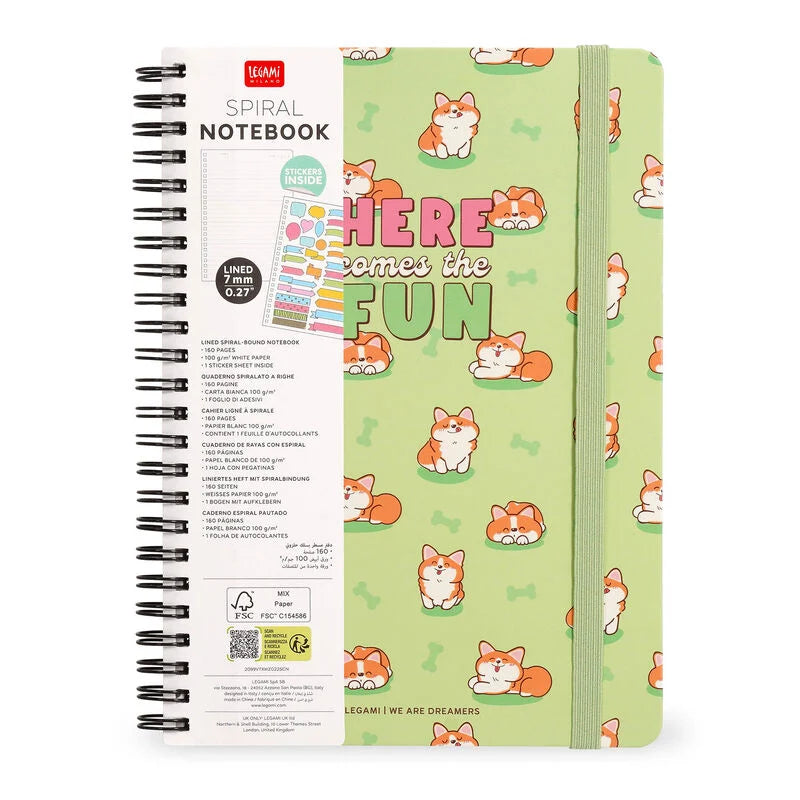 Caderno A4 Pautado Espiral Corgi Legami