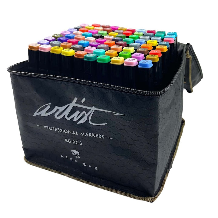 Estojo com 80 Marcadores Dupla Ponta Artist by Alex Bog