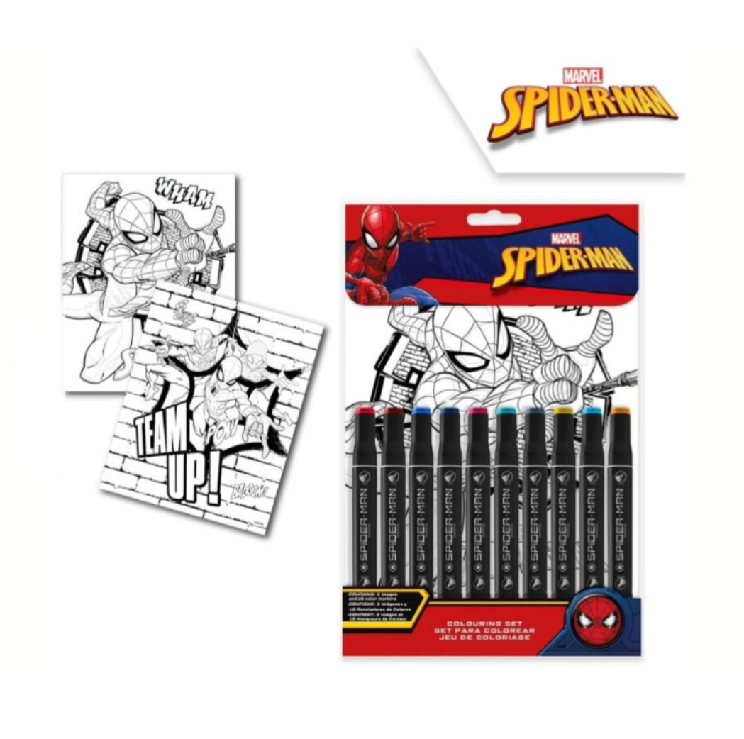 Conjunto Pintar Homem Aranha com 10 Marcadores Dupla Ponta