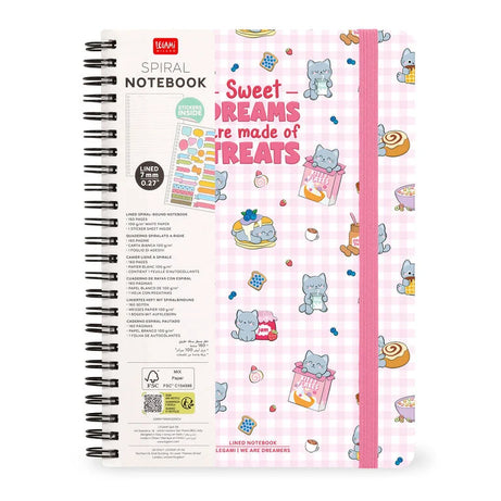 Caderno A4 em Espiral Pautado com Folha de Autocolantes Gato Legami