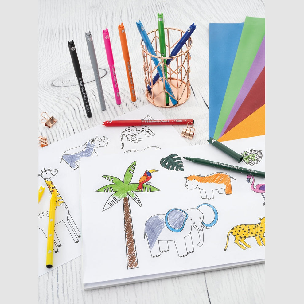 Conjunto 12 Marcadores Colorir Animais EberhardFaber