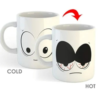 Caneca Olhos de Sono Troca Cor Quente e Frio