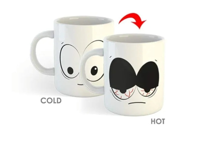 Caneca Olhos de Sono Troca Cor Quente e Frio