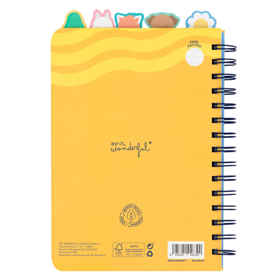 Caderno A5 Espiral Pautado Separadores "Para Grandes Metas Grandes Planos" Mr.Wonderful