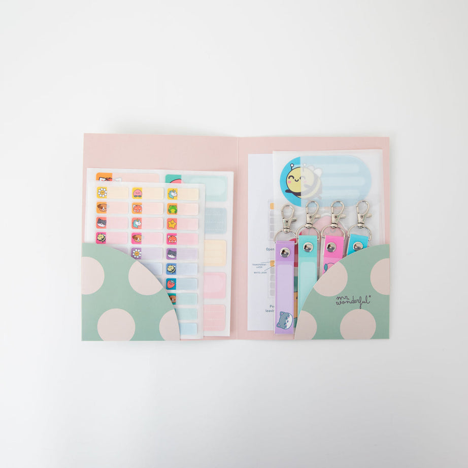 Conjunto de Autocolantes e Fitas para Identificação do Material Escolar Mr.Wonderful