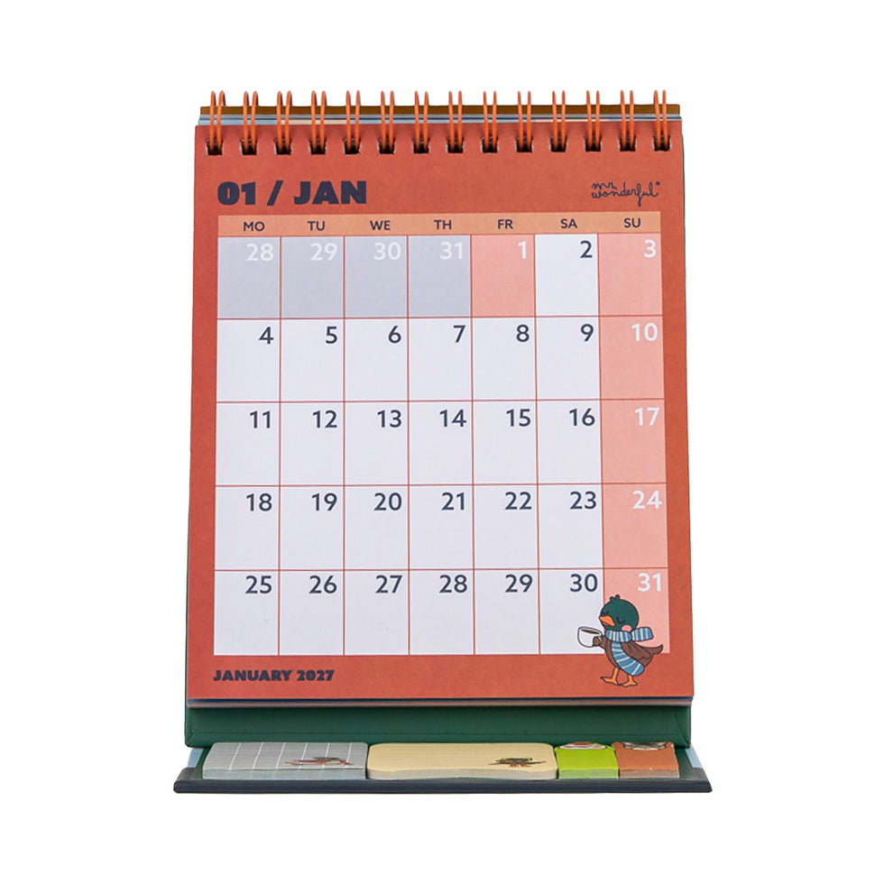 Calendário de Secretária 2027 Mr.Wonderful "Quack & Roll" com Post Its