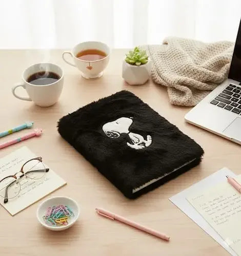 Caderno A5 em Pelúcia Snoopy
