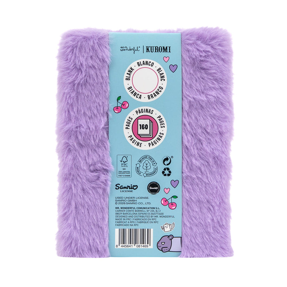 Caderno A6 Pautado em Peluche Kuromi Mr.Wonderful
