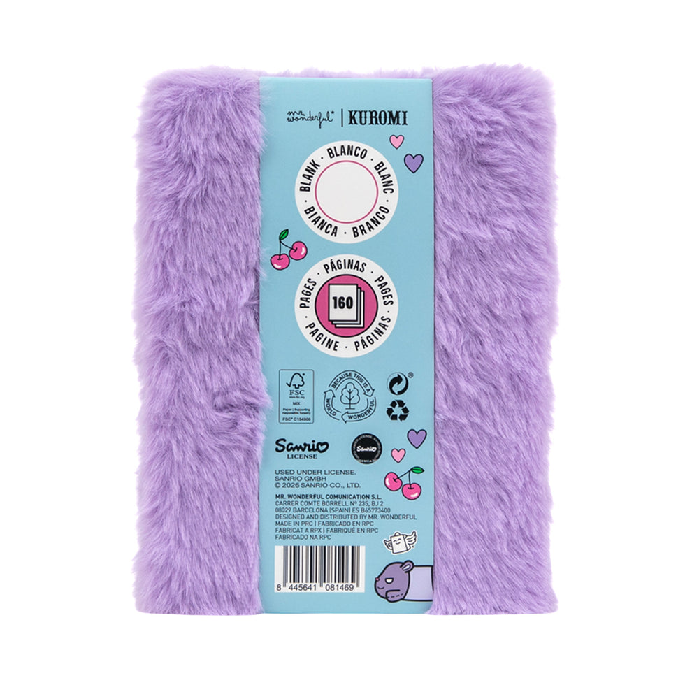 Caderno A6 Pautado em Peluche Kuromi Mr.Wonderful