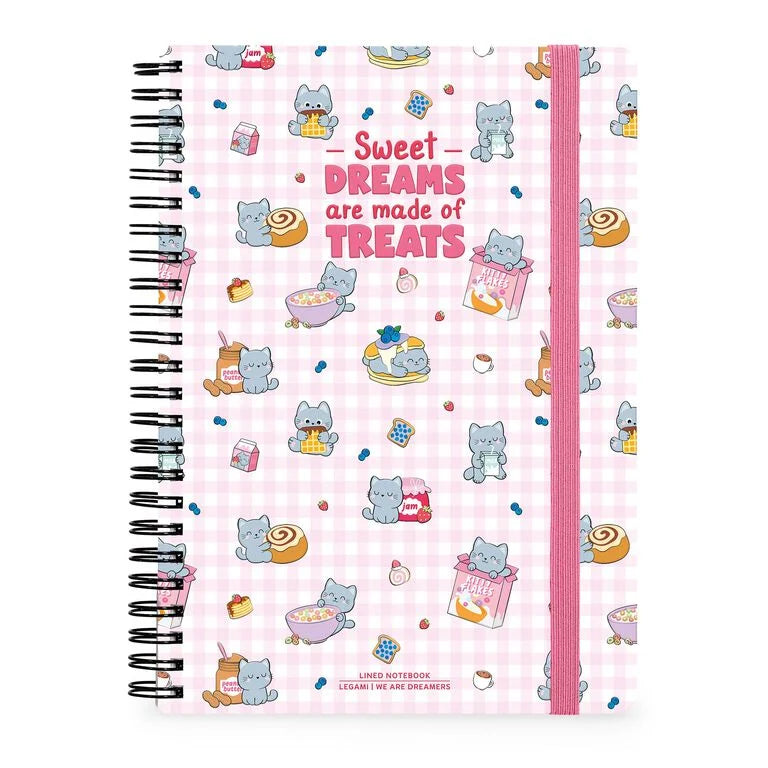 Caderno A4 em Espiral Pautado com Folha de Autocolantes Gato Legami