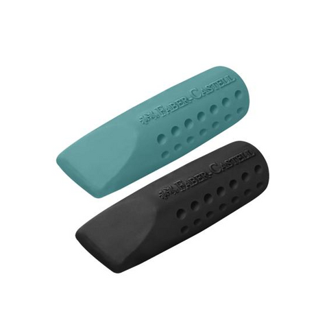Pack 2 Borracha Grip 2001 Preto e Azul para Topo e Proteção do Bico do Lapis Faber-Castell