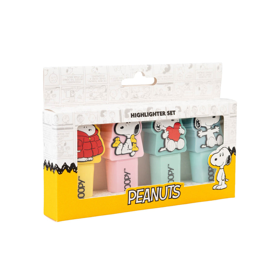 Conjunto 4 Sublinhadores Snoopy com Tampas em 3D
