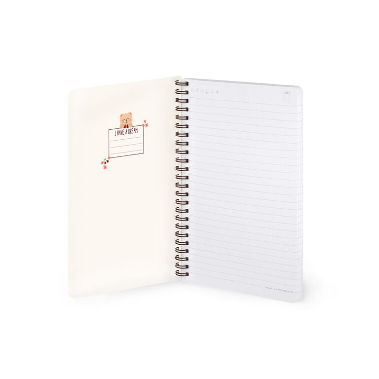 Caderno A5 em Espiral Pautado com Folha de Autocolantes Urso Legami