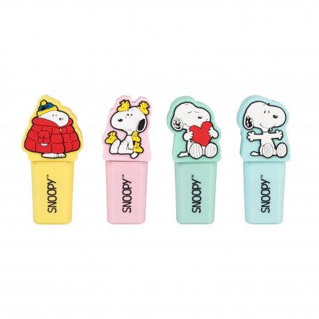 Conjunto 4 Sublinhadores Snoopy com Tampas em 3D