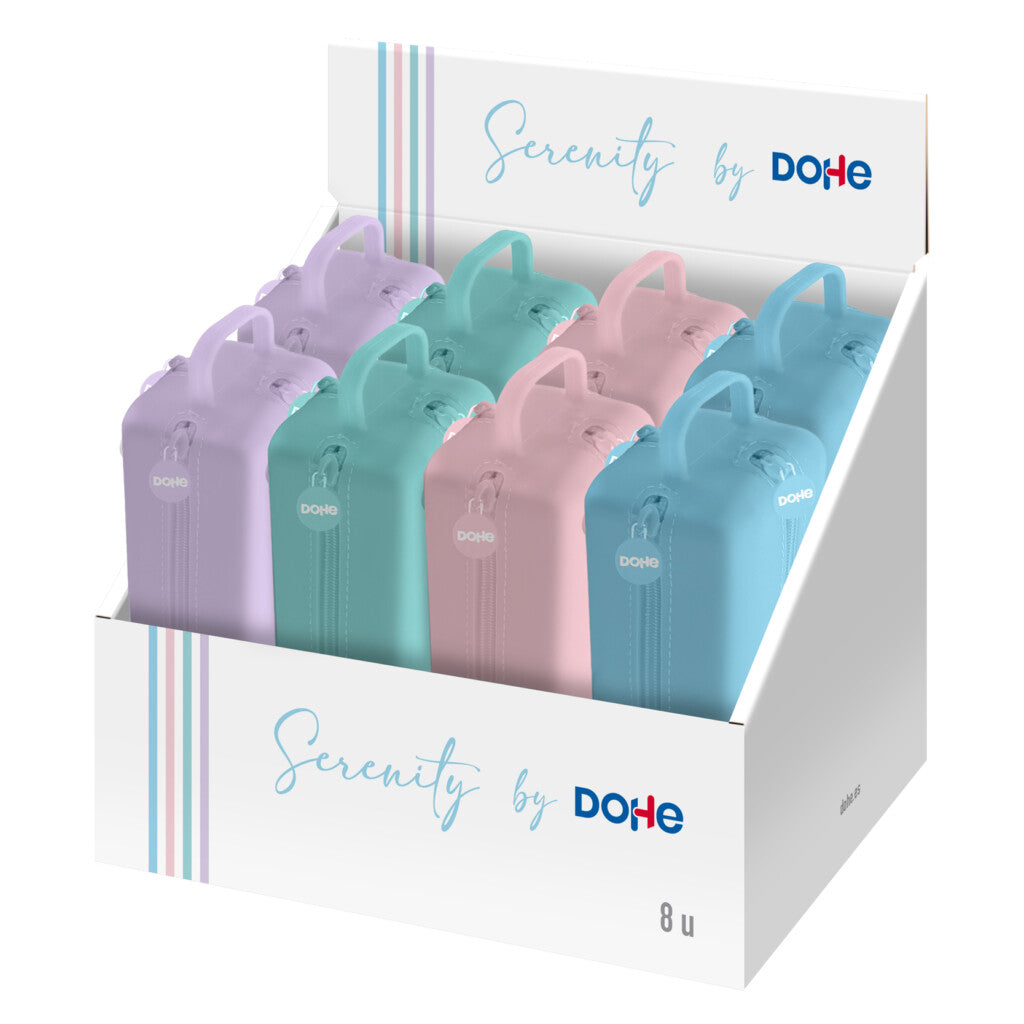 Estojo em Silicone com 4 Divisórias Rosa Pastel Dohe