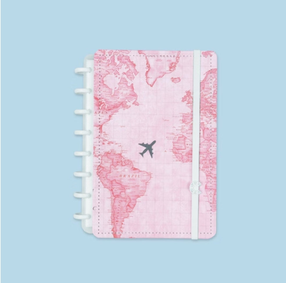 Caderno Inteligente A5 Mapa Mundi Rosa ed. especial Gocase