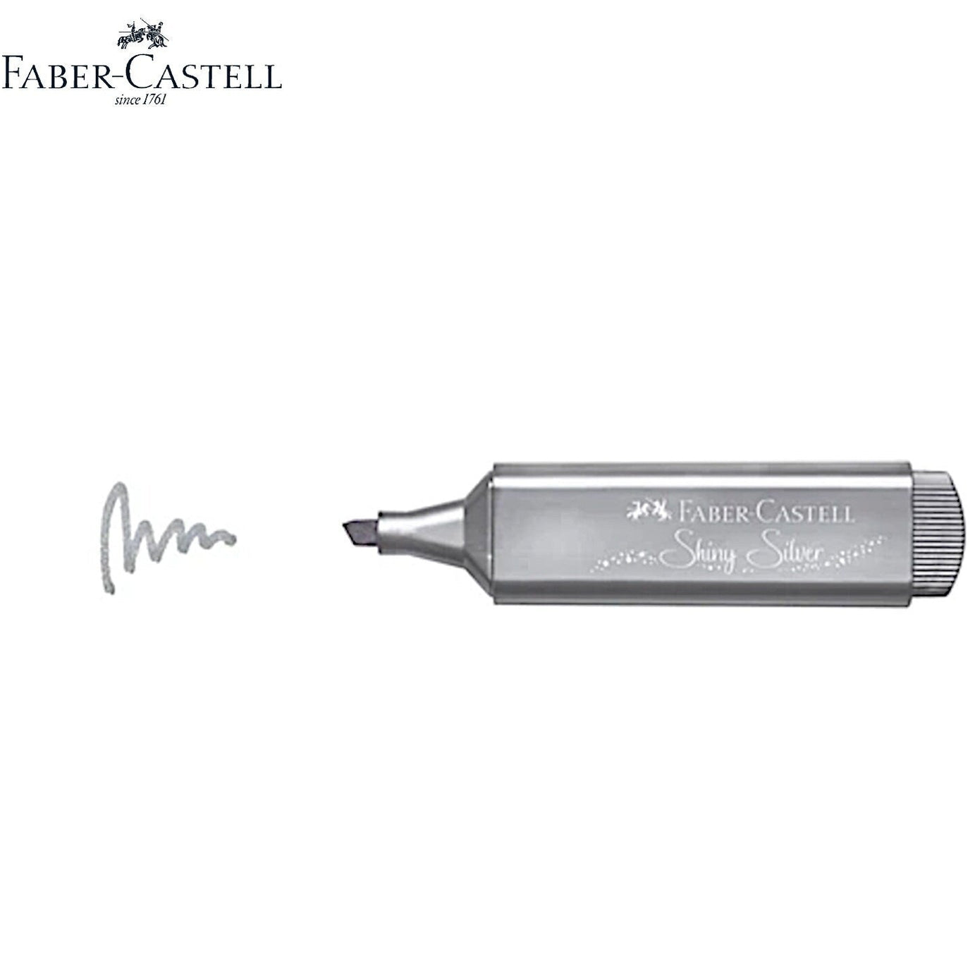 Sublinhador Metálico Prateado Brilhante com Glitter Faber-Castell