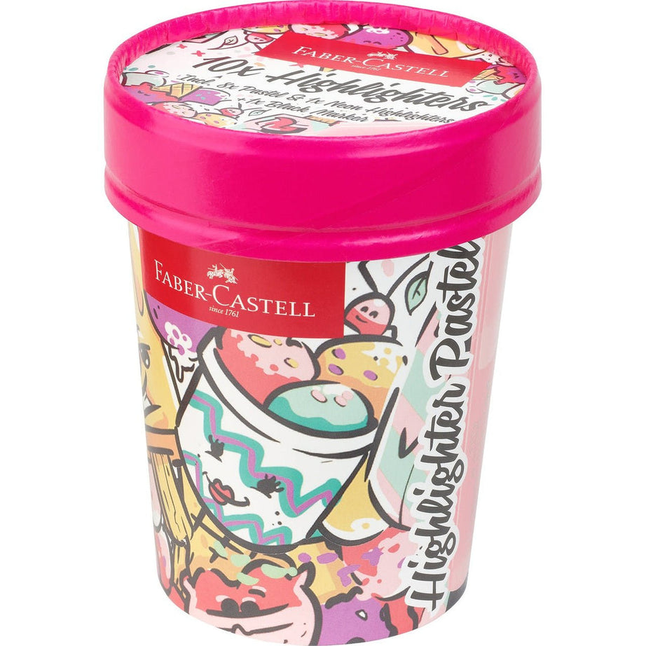 "Copo Gelado" com 10 Sublinhadores Tons Pastel Faber-Castell