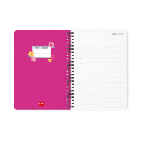 Agenda Espiral Semanal 2027 Flores Legami