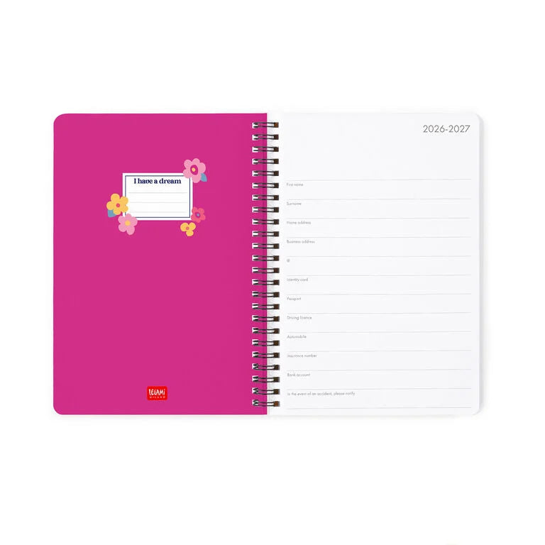 Agenda Espiral Semanal 2027 Flores Legami