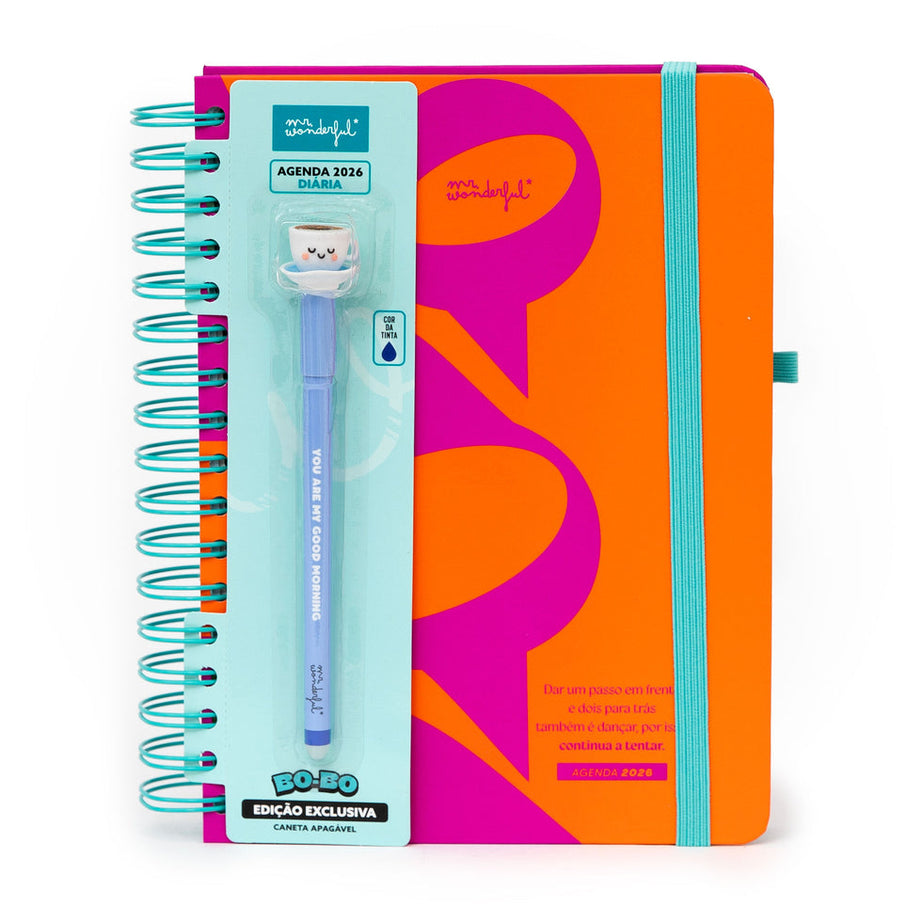 Agenda Diária Mr.Wonderful 2026 - Continua a tentar - Com Caneta Exclusiva