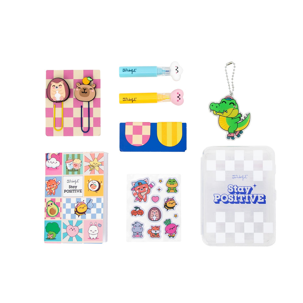 Kit de Papelaria e para Decorar Agenda Mr.Wonderful "Stay Positive"