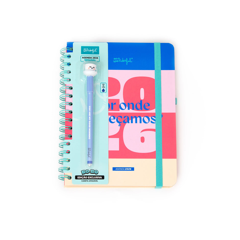 Agenda Semanal Mr.Wonderful 2026 - Por onde começamos? - Com Caneta Exclusiva