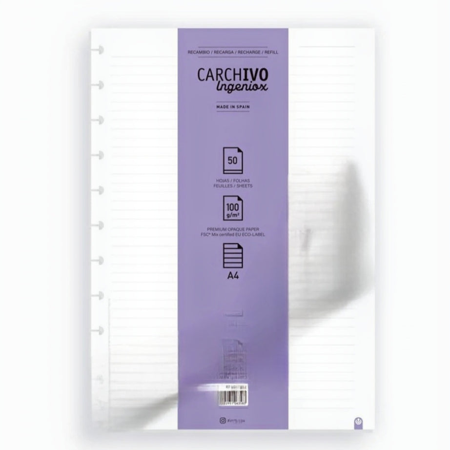 Recarga Folhas A4 Pautado Caderno Carchivo