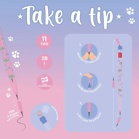 Lápis Empilhável Gatinho com Borracha Legami BTS