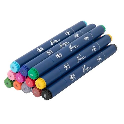 12 Marcadores Dupla Ponta com Caixa de Arrumação Nassau