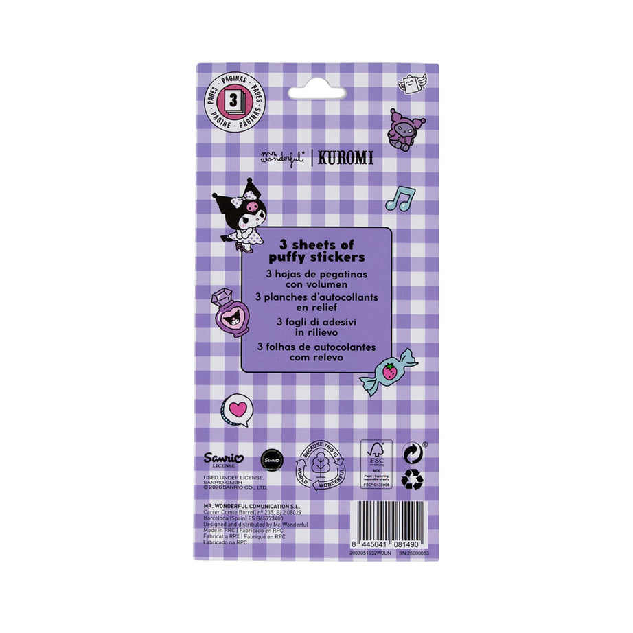 Conjunto Autocolantes com Relevo Kuromi Mr.Wonderful