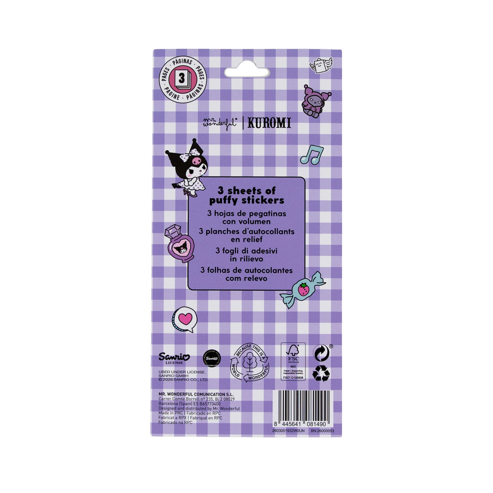 Conjunto Autocolantes com Relevo Kuromi Mr.Wonderful