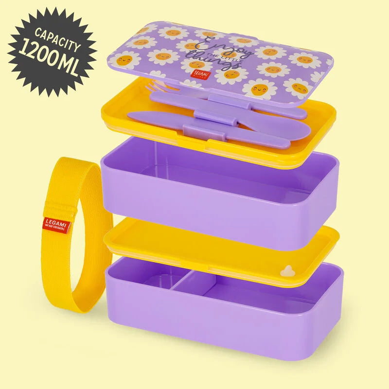 Caixa de Almoço com Divisórias e Talheres Daisy Legami