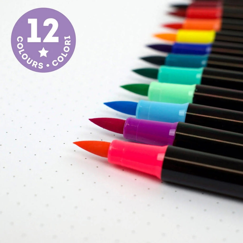 12 Brush Pens Cores Pastel Legami